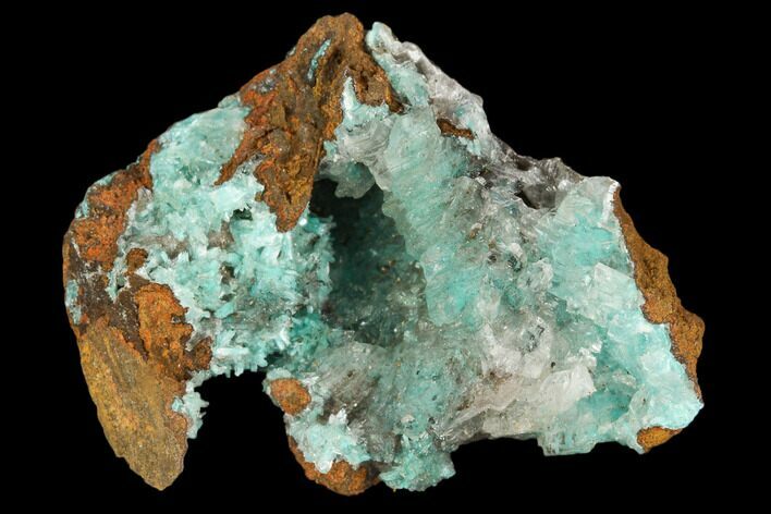 Calcite Encrusted Fibrous Aurichalcite Crystals - Mexico #127233